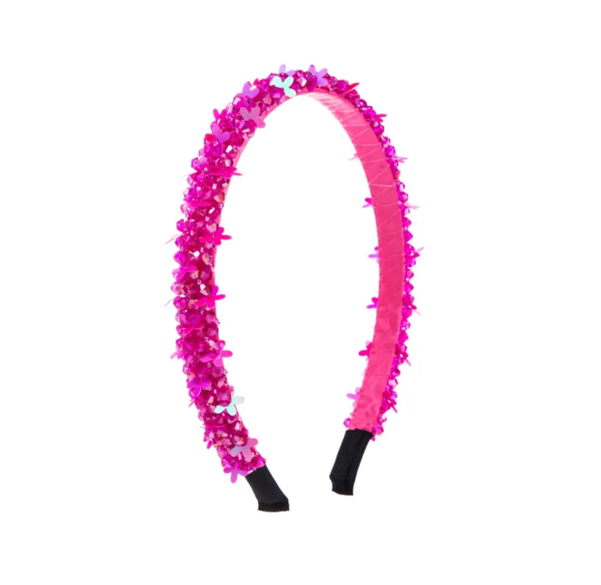 Diadema cristal y flores pink