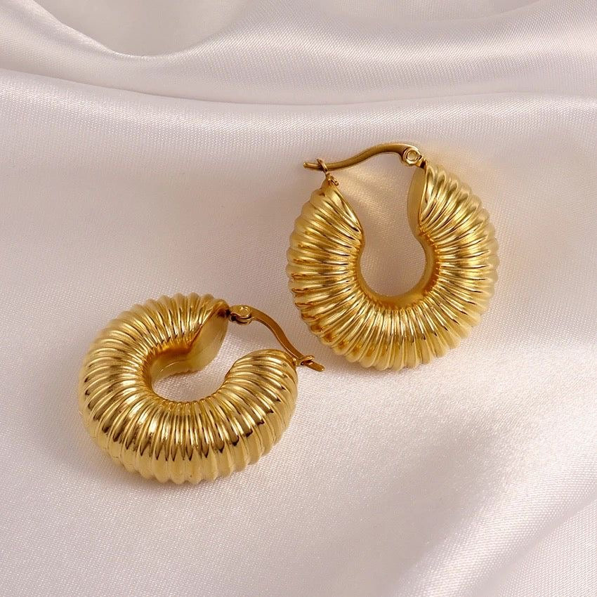 Ribbed Chunky Hoops Gold