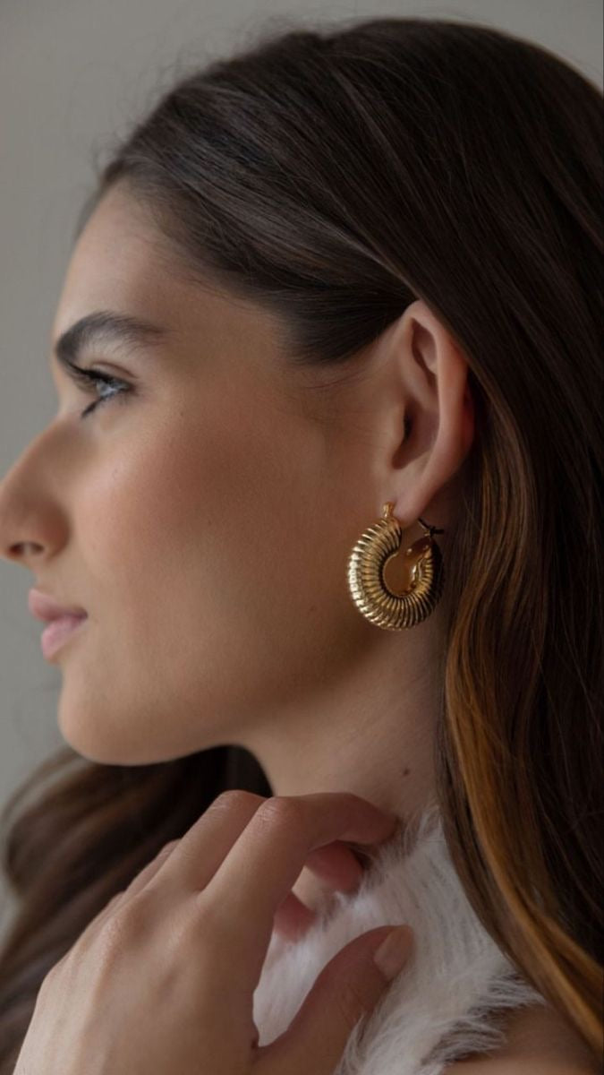 Ribbed Chunky Hoops Gold