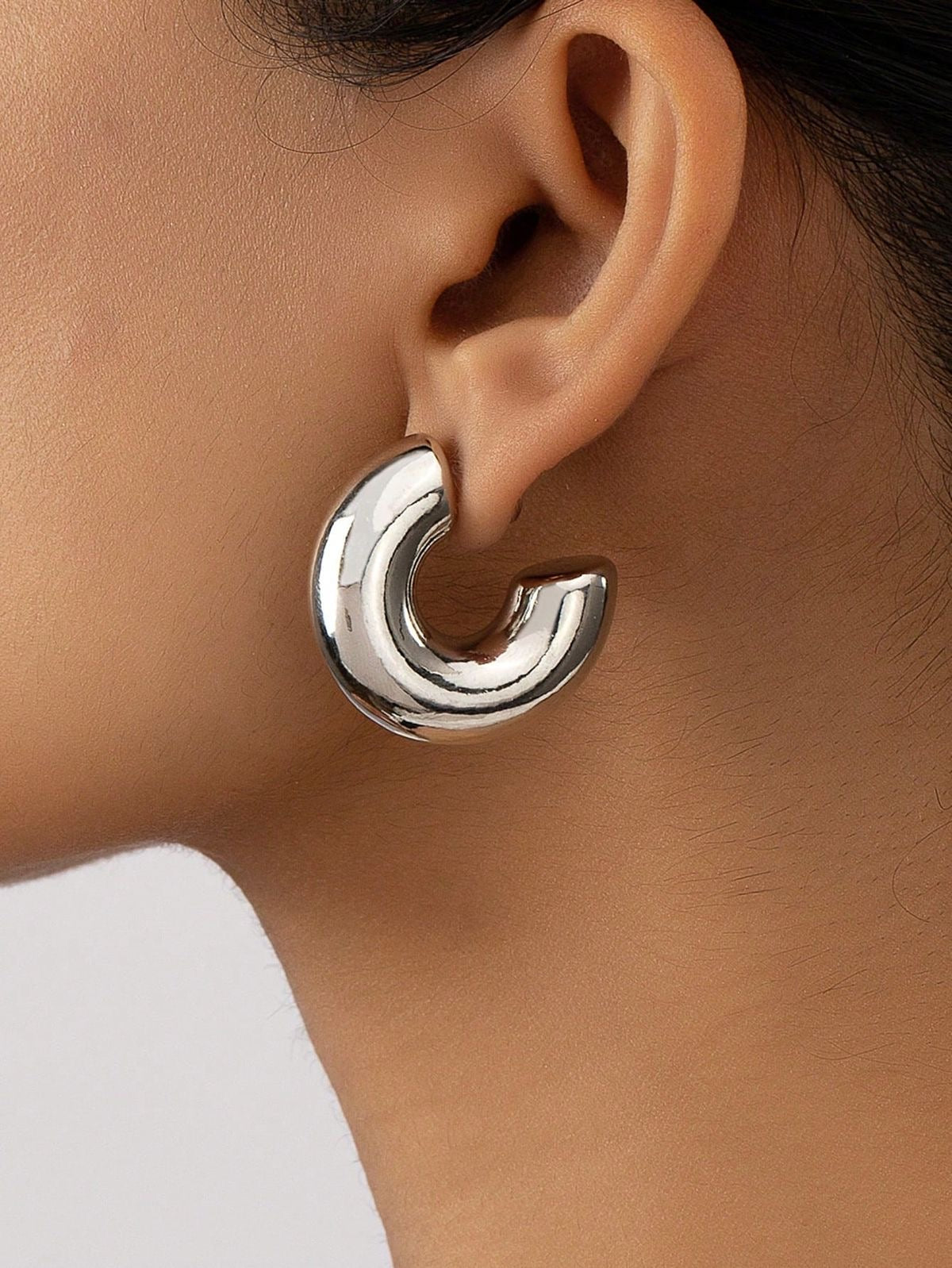 Silver Chunky Hoops