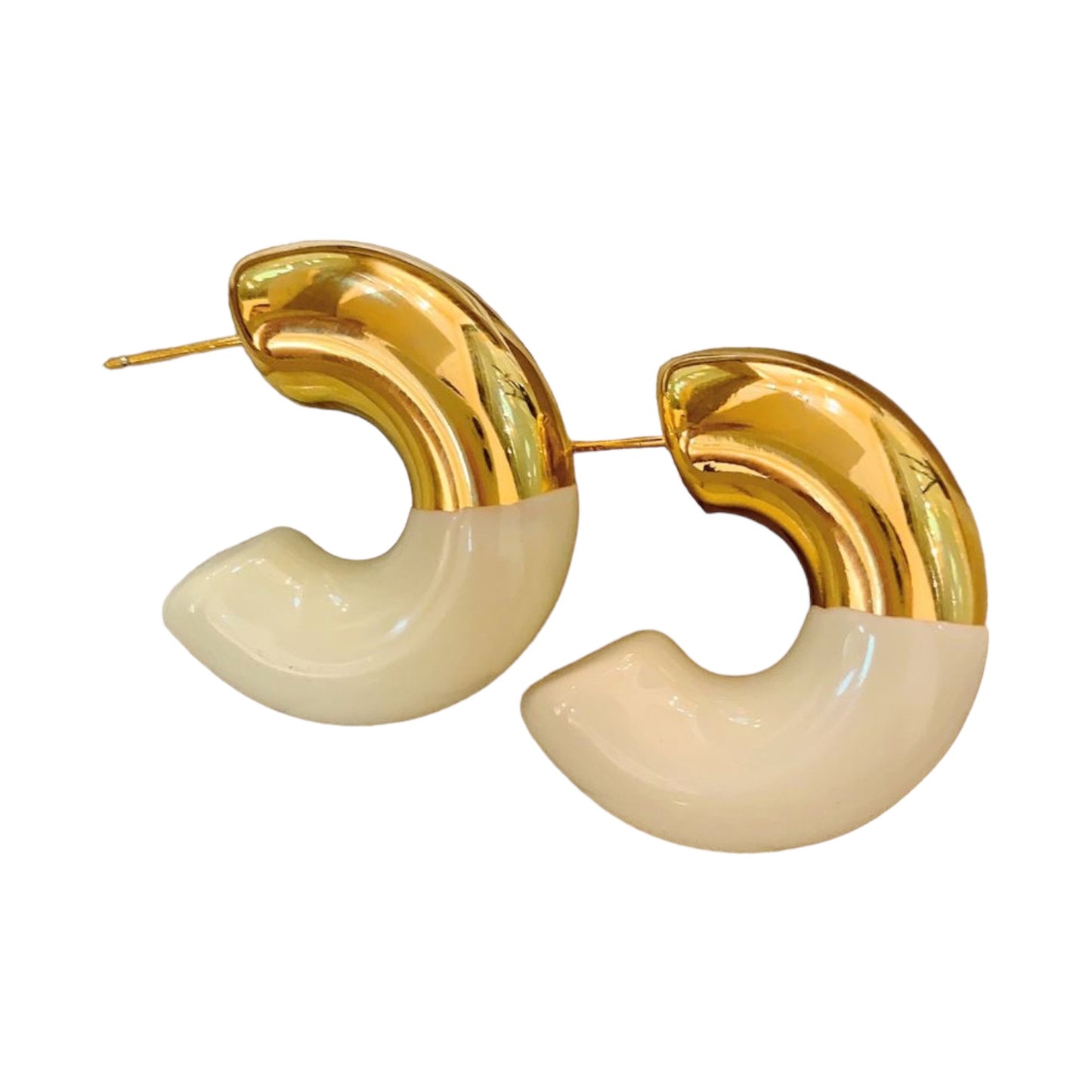 Chunky Hoops White/Gold