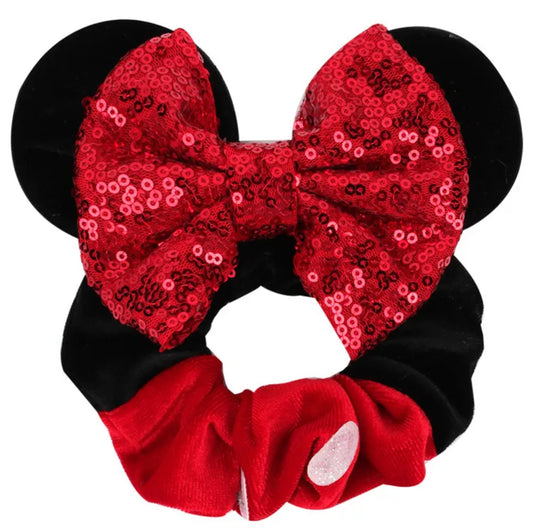 Scrunchie black and red bow