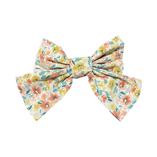 Floral hair bow yellow