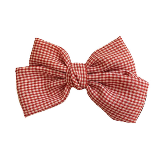 Hair Bow white and red